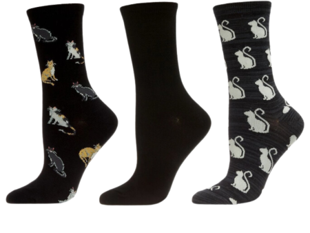 Black Cats Bamboo Socks (Set of 3) Hot on Sale