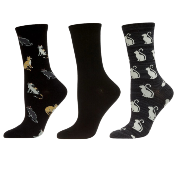 Black Cats Bamboo Socks (Set of 3) Hot on Sale