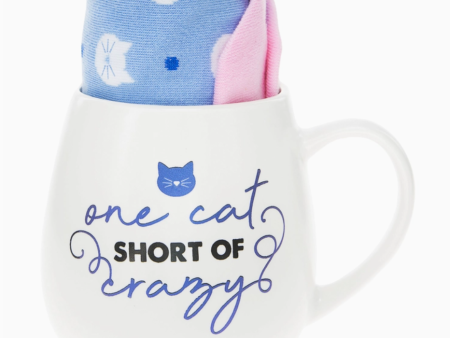 One Cat Short Of Crazy Mug And Socks Gift Set Online Sale