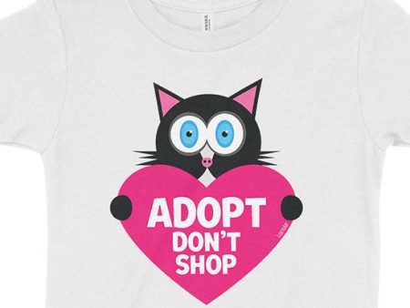 Adopt, Don t Shop.  (cat with heart) Kids T-Shirt For Sale