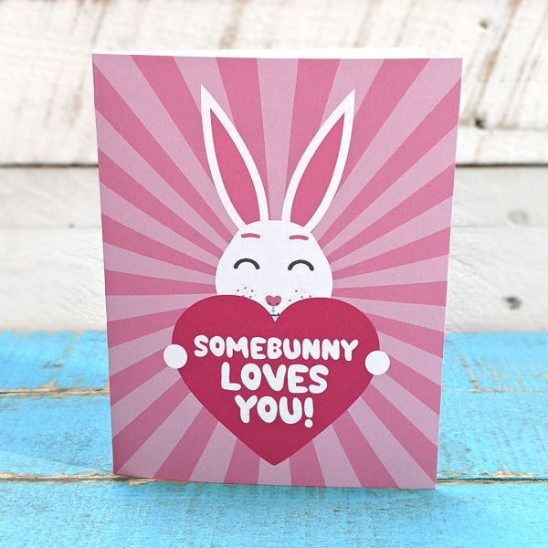 Somebunny Loves You!  Bunny Rabbit Valentine s Day Card, Recycled Anniversary Card For Sale