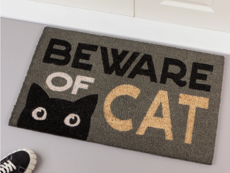 Beware Of Cat Doormat on Sale