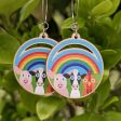 Rainbow Friends  Trio - Printed Wood Charm Vegan Animals Hoop Earrings Online now