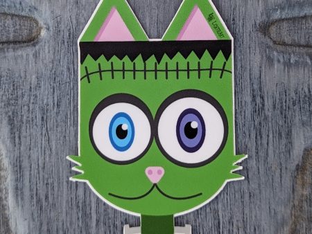 Frankenkitty  Frankenstein Cat Die Cut Vinyl Sticker Supply