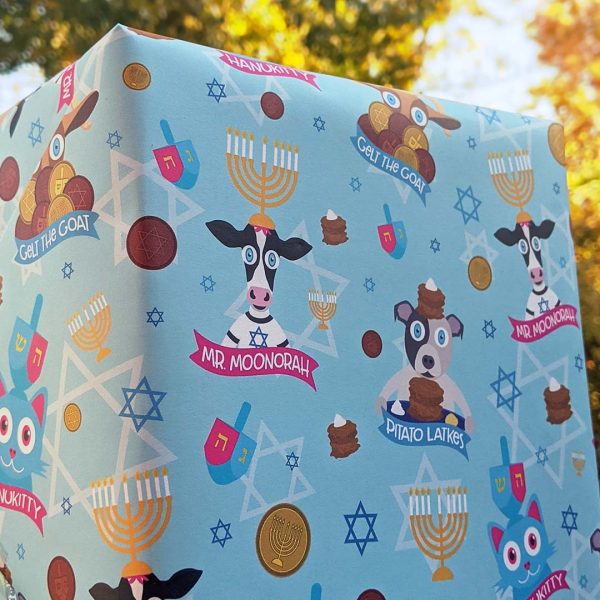 Hanukkah Friends  Cute Hanukkah Animals, Recyclable Wrapping Paper Sheets Online Sale