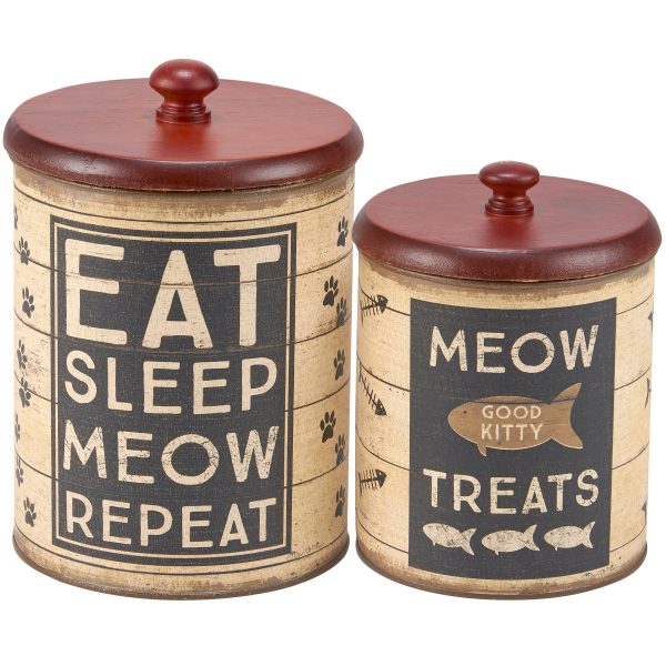 Kitty Treats Canisters (Set of 2) Hot on Sale