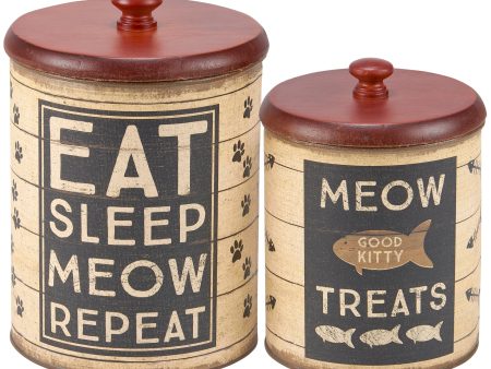 Kitty Treats Canisters (Set of 2) Hot on Sale