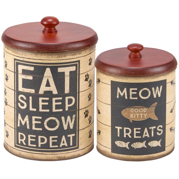 Kitty Treats Canisters (Set of 2) Hot on Sale