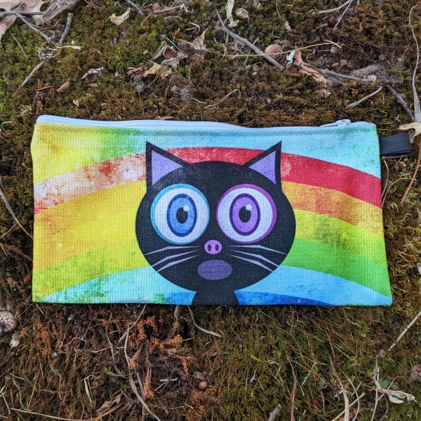 Somemeow over the Rainbow  Small Zipper Pouch - Black Cat Pencil Case - Makeup Bag Hot on Sale