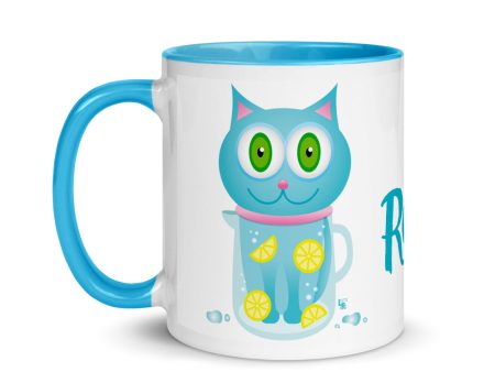 Feeling Refreshed  Cat Coffee Mug with Color Accents Fashion