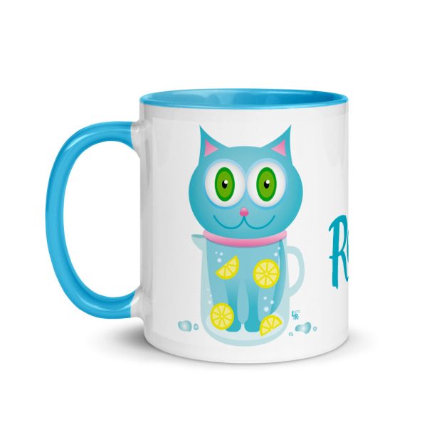 Feeling Refreshed  Cat Coffee Mug with Color Accents Fashion