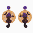 Halloween Black Cat Beaded Earrings Fashion