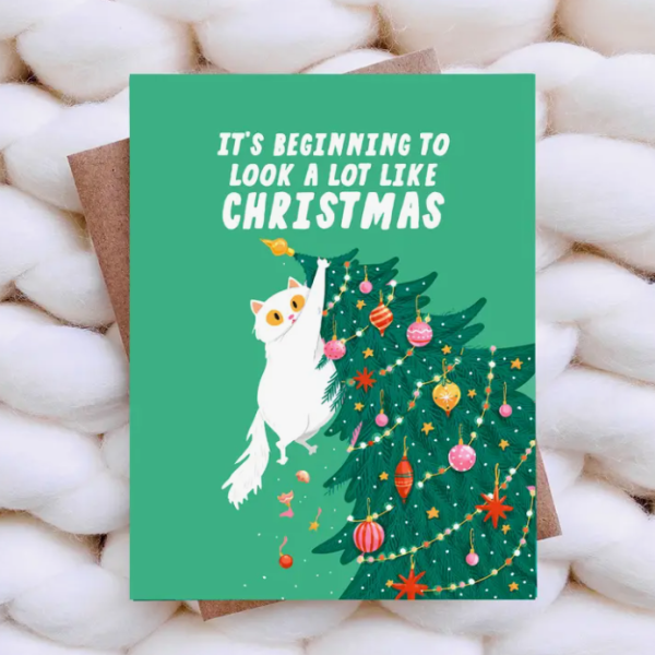 It s Beginning To Look A Lot Like Christmas Cat Holiday Card on Sale