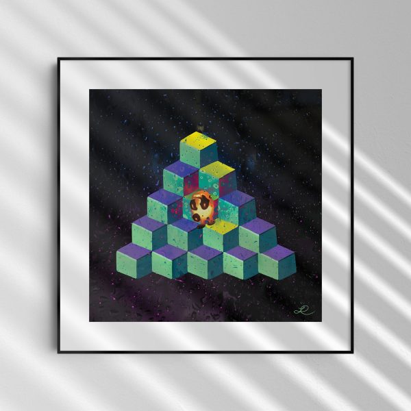 Q*bert s Next Move  Drawplets Arcade Art Print For Cheap