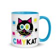 CMYKat  Cat Coffee Mug with Color Accents Hot on Sale