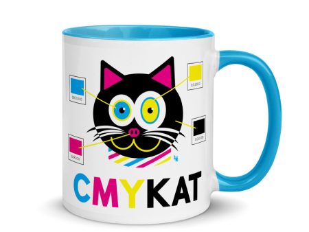 CMYKat  Cat Coffee Mug with Color Accents Hot on Sale