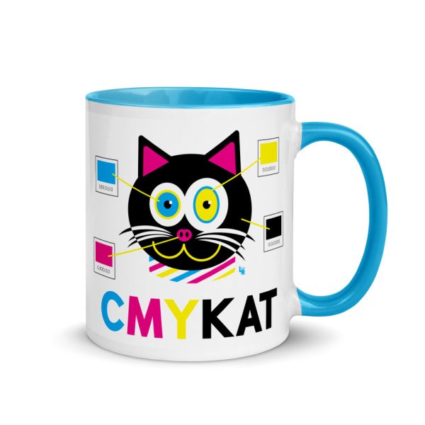 CMYKat  Cat Coffee Mug with Color Accents Hot on Sale