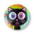 Somemeow Over the Rainbow  Singing Black Cat 1.25” Round Pinback Button Online now