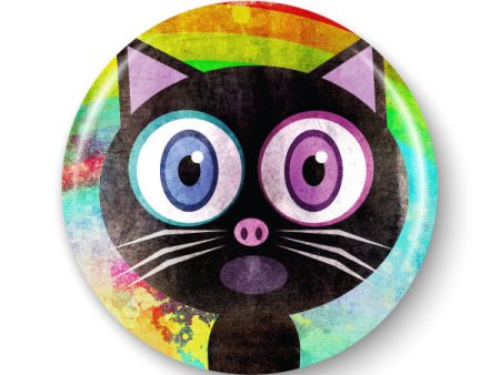 Somemeow Over the Rainbow  Singing Black Cat 1.25” Round Pinback Button Online now