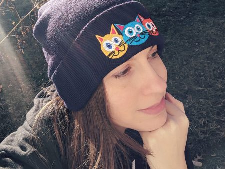 Purrrballs!  Cuffed Beanie Whimsical Cats Hat Online Hot Sale