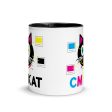 CMYKat  Cat Coffee Mug with Color Accents Hot on Sale