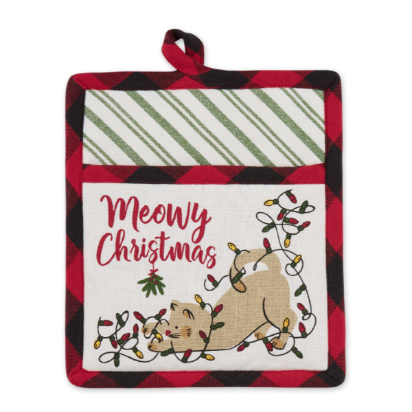 Meowy Christmas Towel And Pot Holder Set Cheap