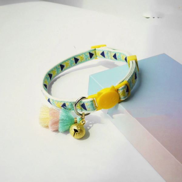 Pom Pom Cat Collar - Blue Supply