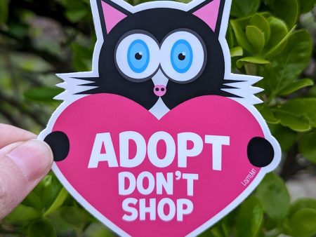 Adopt, Don t Shop  Cat with Heart Vinyl Bumper Sticker Sale