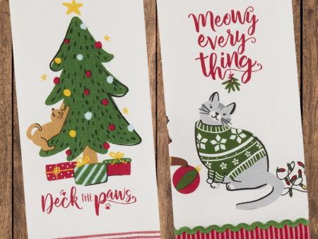 Meowy Christmas Towels (Set of 2) Sale