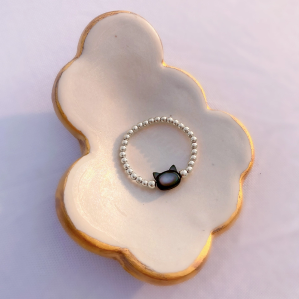 Black Cat Pearl Ring Discount