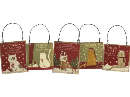 Sassy Cats Christmas Ornaments (Set of 5) For Cheap