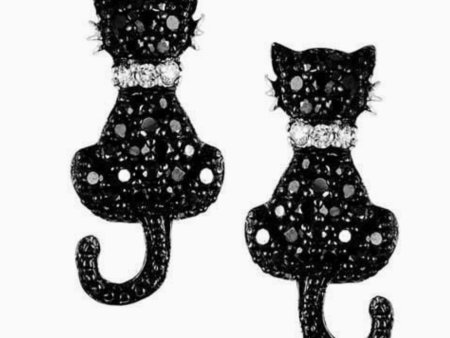 Black Cat Crystal Earrings Cheap