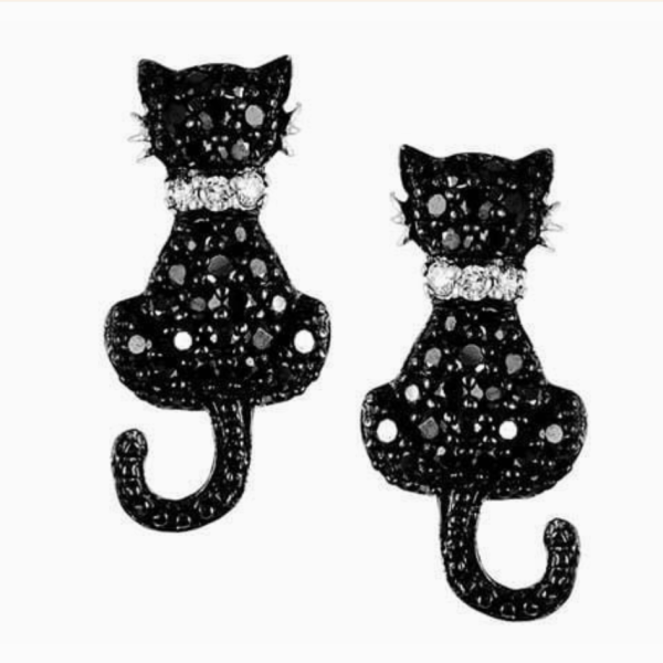 Black Cat Crystal Earrings Cheap