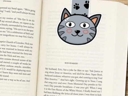 Grey Tabby Cat Magnetic Bookmark For Discount