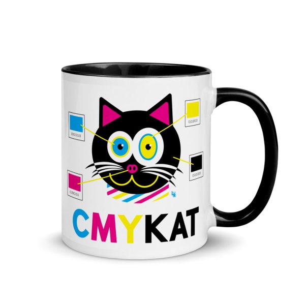 CMYKat  Cat Coffee Mug with Color Accents Hot on Sale