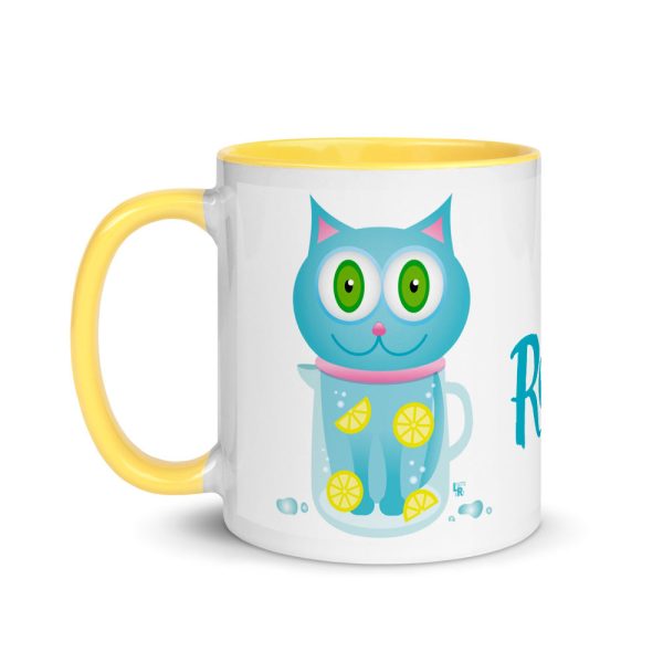 Feeling Refreshed  Cat Coffee Mug with Color Accents Fashion