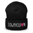 Live with Cowpassion  Cuffed Beanie Vegan Cow Hat Online now