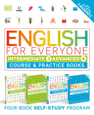 English for Everyone: Intermediate and Advanced Box Set: Course and Practice Books--Four-Book Self-Study Program Discount